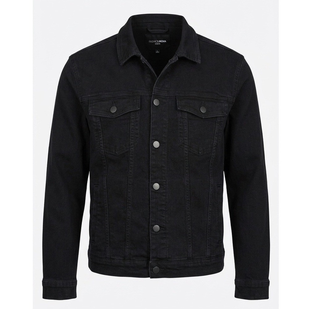 Fashion Nova Men Original Rockstar Denim Jacket Black Skull Blessed Graphic L